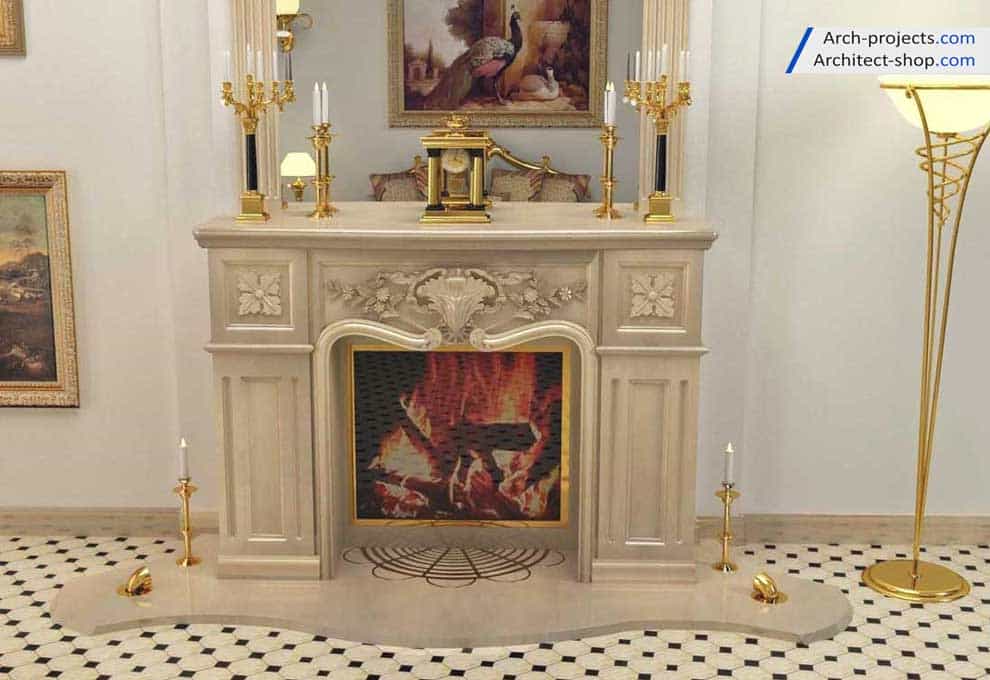مدل سه بعدی شومینه کلاسیک